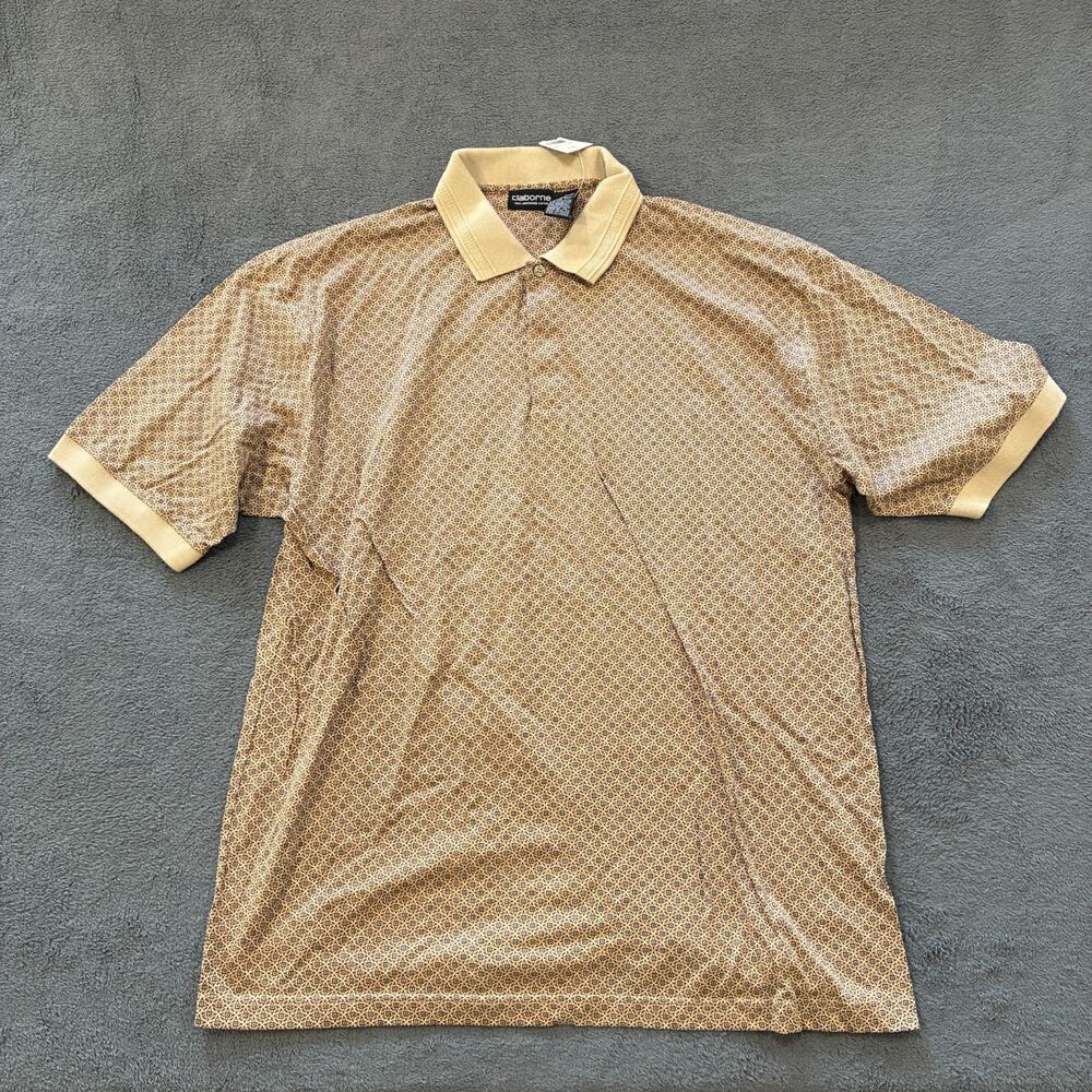 Claiborne Beige Tan Casual Short Sleeve Button Placket Polo Shirt Men's Size L